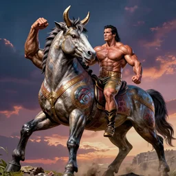 john cena as a centaur, digital art by eugene de blaas and ross tran, powerful muscles, strong, vibrant color scheme, intricately detailed, in the style of romanticism, cinematic, artstation, greg rutkowski
