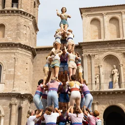 catalan castellers human impossible big tower they are realistic women like a incredible giant sculpture at the kingdom of julius caesar, roman historic works, hyper - detailed, world renowned artists, historic artworks society, antique renewal, cgsociety, by famous photographer from national geographic
