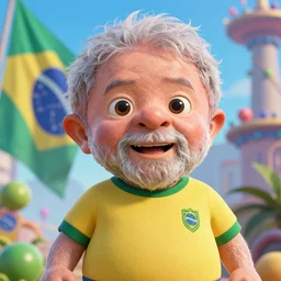 The Brazilian president Lula as a cute pixar character, vivid colors, high details, cinematic, 8k resolution, beautiful detailed, photorealistic, digital painting, artstation, concept art, smooth, sharp focus, illustration, fantasy background, artstation trending, octane render, unreal engine