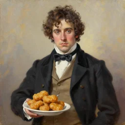 chicken nugget as a victorian gentleman. oil painting