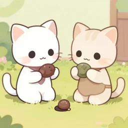 cute cat-girl's playing together
