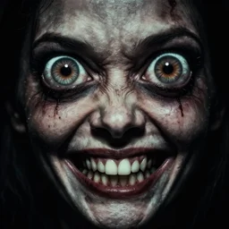 a horror beyond my comprehension staring at me, centimeters away from my face, with massive, terrifying fake eyes and a crazed smile. infamous dark photograph