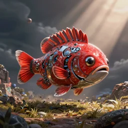 a robotic red fish, borderlands screenshot