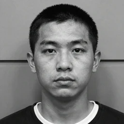 identikit picture of a criminal, low detail, low face, mugshot, b & w
