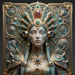 artstation futuristic 3 d model of hyper - detailed beautiful groovypunk queen of lsd in full regal attire. face portrait. art nouveau!!!, symbolist, visionary, baroque, giant fractal details. horizontal symmetry by zdzisław beksinski, iris van herpen, raymond swanland and alphonse mucha. hyper - real, beautiful