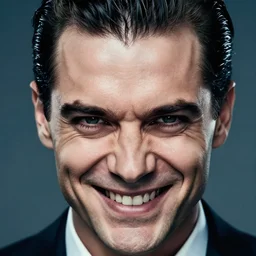 a portrait photograph of a smug executive, slick back hair, evil grin, dof, sharp focus, highly detailed face, symmetric face, realistic iris, cool color palette, cinestill 8 0 0 t, photography by paolo roversi