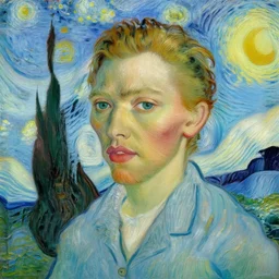 beautiful portrait of scarlett johansson painted by van gogh