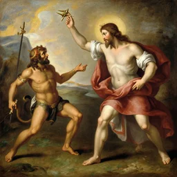 jesus shooting the devil