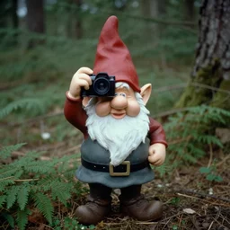 photo of a gnome accidentally caught on camera in a forest, 1 9 7 0's, vintage, shaky