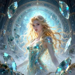 portrait of goddess of illusion, beautiful, stunning, breathtaking, mirrors, glass, magic circle, magic doorway, fantasy, mist, bioluminescence, an ultrafine hyperdetailed illustration by kim jung gi, irakli nadar, intricate linework, bright colors, octopath traveler, final fantasy, unreal engine 5 highly rendered, global illumination, radiant light, detailed and intricate environment