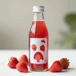 bottle of strawberry and faces