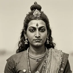 portrait of hindu death god, ww1 photo, grainy, high detail, high resolution,