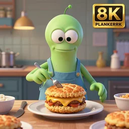 plankton has become the ruler of the world and orders people to cook krabby patties for him, photo, realistic, photorealistic, detailed, high quality, high resolution, lossless quality, 8 k, hdr, 8 k resolution, 8 k quality