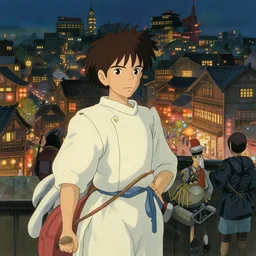 wuxia, city at night, festival, in the style of studio ghibli, j. c. leyendecker, greg rutkowski, artem