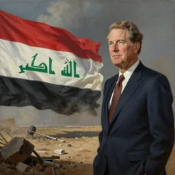 Painting of George H.W. Bush destroying Iraq