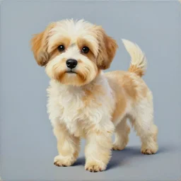 painting of cute dog, full stature, in style of wally wood, photorealistic