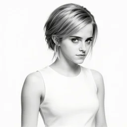 concept art of emma watson as a persona 5 character, white background, monochrome 4k character illustration by shigenori soejima and masayoshi suto