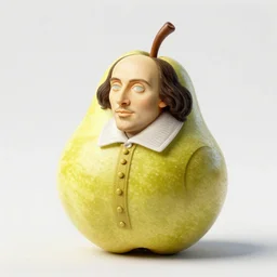 william shakespeare and pear fruit hybrid, 4 k, octane render