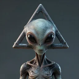 a beautiful photo of an alien with a triangle head, ultra realistic details, trending on artstation, 8 k