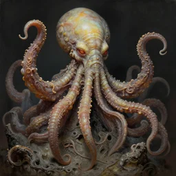 desiccated cthulhu. intricate detail, high quality, digital painting, hyperrealistic, by gaston bussiere, j. c. leyendecker, craig mullins