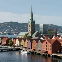 Trondheim but it is dystopian, cybperpunk art, trending on artstation