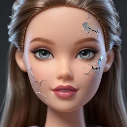 a hiper intricate face closeup of beautiful girl looks like barbi doll, it falls apart into voronoi fractures, 3 d render, hyper realistic detailed portrait, ruan jia, wlop. scifi, fantasy, hyper detailed, octane render, concept art, by peter mohrbacher, by wlop, by ruan jia