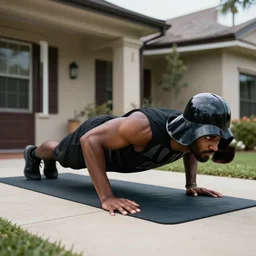 Darth doing pushups in front of his house, 8k