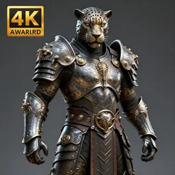 warrior with metal jaguar themed armour, highly detailed, 4 k, hdr, award - winning, octane render, artstation