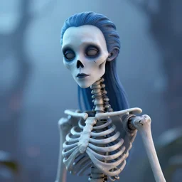 natural light, soft focus portrait of a cyberpunk skeletal corpsebride, octane render, tilt shift, polaeized light, blue bioluminescent plastics, smooth shiny metal, elaborate ornate head piece, piercings, skin textures, by annie leibovitz, paul lehr