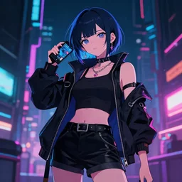 anime girl in style of Cyberpunk