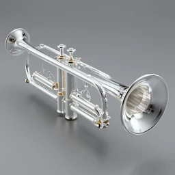 a trumpet entirely made out of transparent glass high detail
