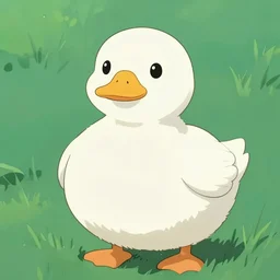 cute round pure white buddhist duck, studio ghibli, disney, greg rutkowski, alena aenami