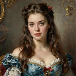 beautiful woman with long hair, ultra detailed, beautiful eyes, decolte, by greg hildebrandt fancy rococo baroque oil painting high quality clothed in pin up style