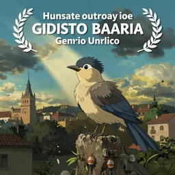 A bird in Madrid, at the style of Ghibli