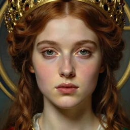detailed realistic beautiful young medieval queen face portrait by jean delville, michael kaluta and marco mazzoni, art nouveau, symbolist, visionary, gothic, pre - raphaelite