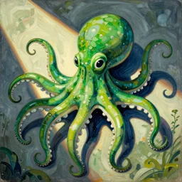 green octopus by anni albers, andreas achenbach!!, frank aurbach!!!, mordecai ardon!!!!, beksinski!!!!!, yves tanguy!!!!!!, michaelangelo!!!!!!!, banksy!!!!!, greg rutowski!!!!!!, picasso