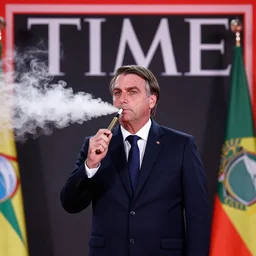 president jair bolsonaro vaping, award winning photograph, 4 k, journalistic photo, wide shot, high quality, photo by time magazine.
