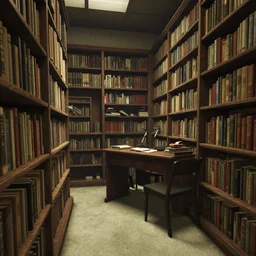 a quiet library with no people in the style of GTA 5