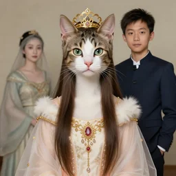 a beautiful portrait of a humanoid cat-princess by Edgar Maxence and Ross Tran