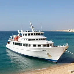 the most expansive boat in the world docking by the beaches of gaza, 8 k resolution, midday