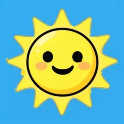 a sun cute sun smiling with one tooth in color scheme black and blue
