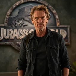 a still of willem dafoe in jurassic world, cinematic shot, cinematic lighting, 4k HD