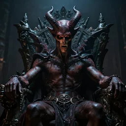cinematic close up of satan on his throne in hell by greg rutowski,, dark fantasy, 4 k, masterpiece