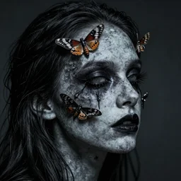 Face being turned into moths darkart creepy 8k