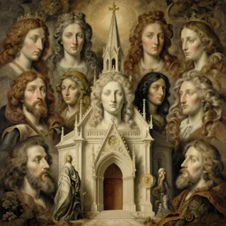 chapel of unspeakable beauties and wonders, by Eugène Delacroix and Francis Bacon and Micheal Whelan, Hieronymus Boch, artistic, intricate drawing, light brazen, realistic fantasy, extremely detailed and beautiful faces aesthetic, establishing shot, 8k resolution, dramatic lighting
