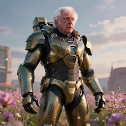 bernie sanders in intimidating futuristic halo battle armor, bloom, stunning