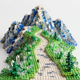 a mountain path made of lego and crystals hyperrealistic by cubist picasso W 1280