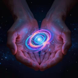 pro - vida, cosmic integration, the privilege of being, in the hands of those who give, by greg rutkowski and thomas kinkade, trending on artstation, cosmic color scheme, macro up view, neon, glow, darkness, dramatic, sharp focus, octane render, imax