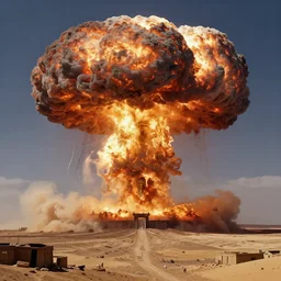 a nuclear explosion in ancient egypt, mushroom cloud on horizon, concept art, by yoann lossell, raphael lacoste, highly detailed, 4 k, beautiful