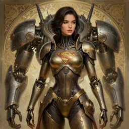 portrait of darna filipina superhero, robot steampunk, horizon zero dawn machine, intricate, elegant, highly detailed, ray tracing, digital painting, artstation, concept art, smooth, sharp focus, illustration, art by artgerm and greg rutkowski and alphonse mucha, 8 k